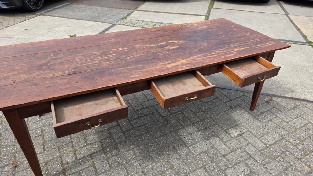 Antieke Franse Boeren Eettafel - 2.40m x 95cm, Ophalen