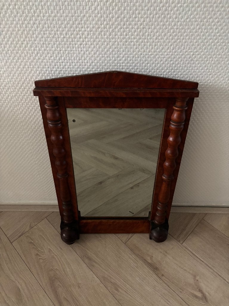 Antieke mahonie spiegel / schouwspiegel. 1835., Ophalen of Verzenden, Overige vormen, Minder dan 50 cm, Minder dan 100 cm