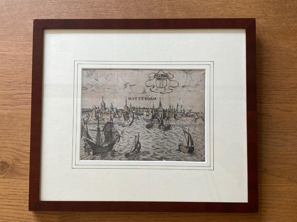 Kopergravure in lijst Rotterdam - 1640, Ophalen