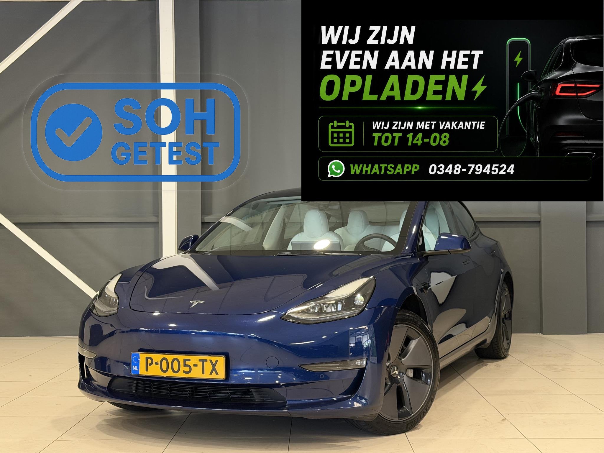 Tesla Model 3 Long Range AWD 75 kWh | Wit leder interieur |, Automaat, Stof, Gebruikt, Blauw