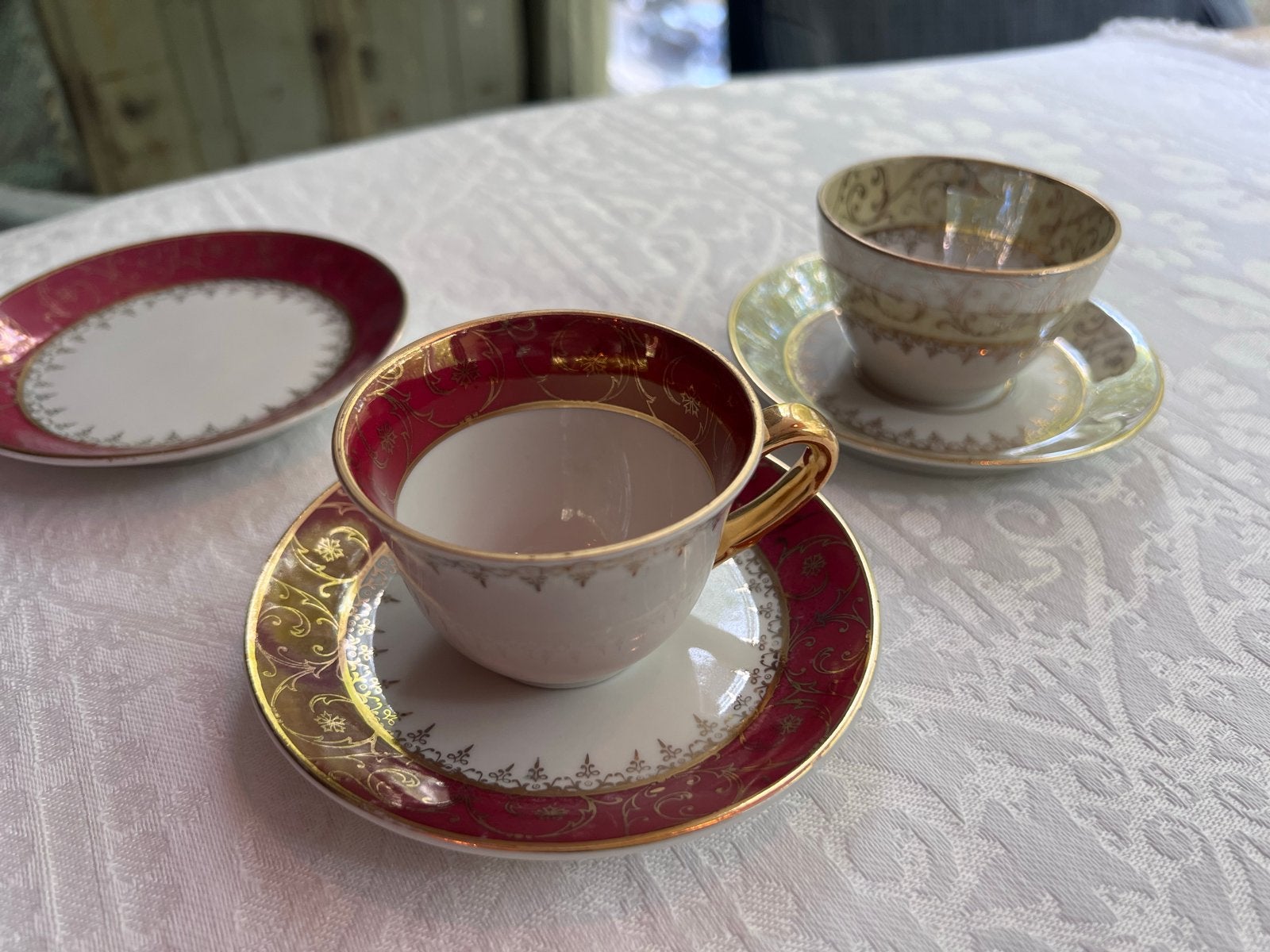 Antieke Limoges porseleinen kop en schotel set, Antiek en Kunst, Ophalen of Verzenden