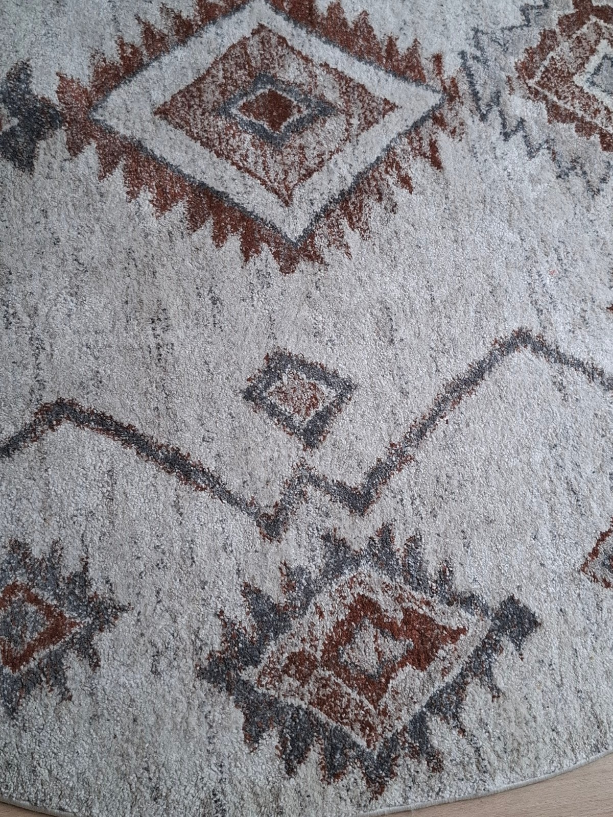 Rond vloerkleed Fraai Home & Living Blend Aztec 200x200, Huis en Inrichting, Grijs, Rond, 200 cm of meer, Zo goed als nieuw