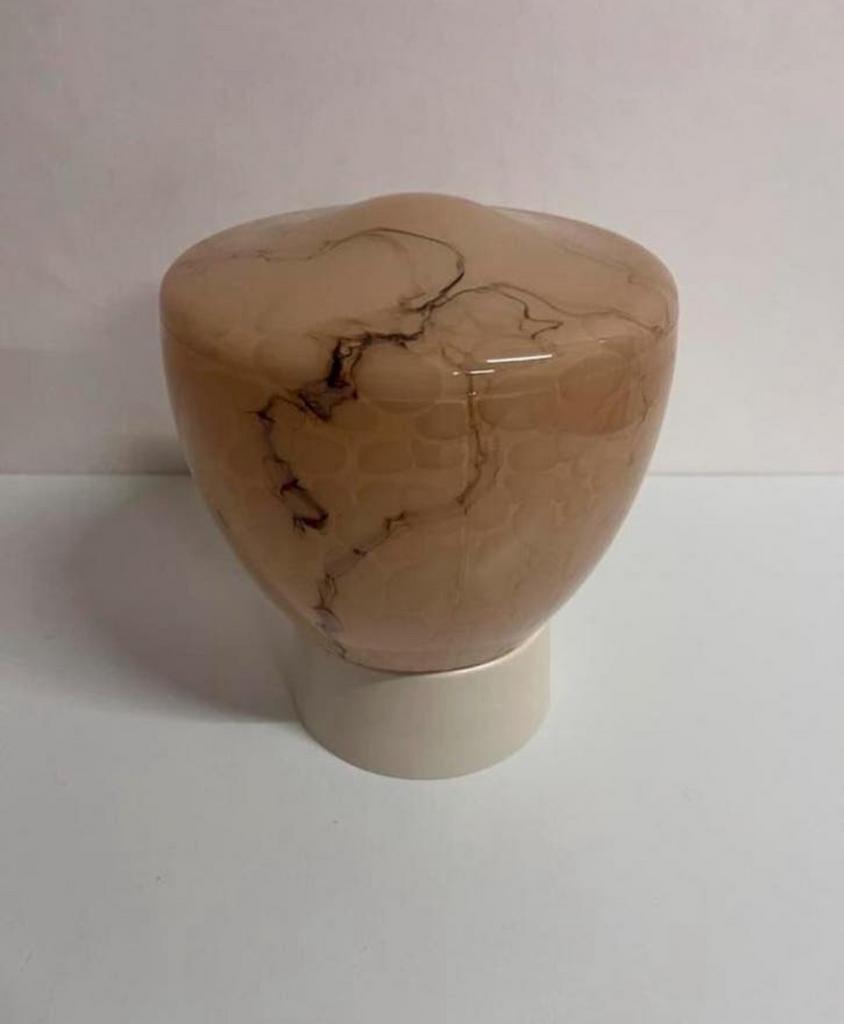 Vintage roze gemarmerde plafondlamp Thabur sobere vorm, Ophalen of Verzenden, Zo goed als nieuw, Glas, Art Deco