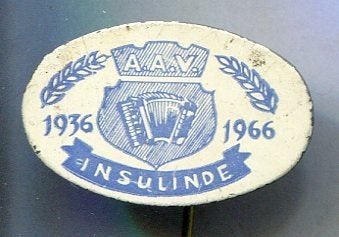 A.A.V. Insulinde blik accordion vereniging speldje ( L_202), Verzenden, Zo goed als nieuw, Merk, Speldje of Pin