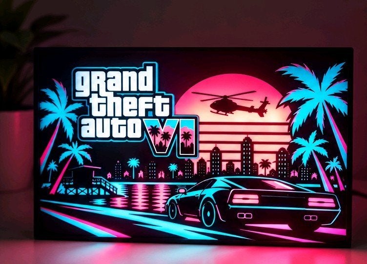 GTA VI 6 Decoratie | Lightbox, Deurhanger & Gaming Accessoir, Spelcomputers en Games, Ophalen of Verzenden, Nieuw