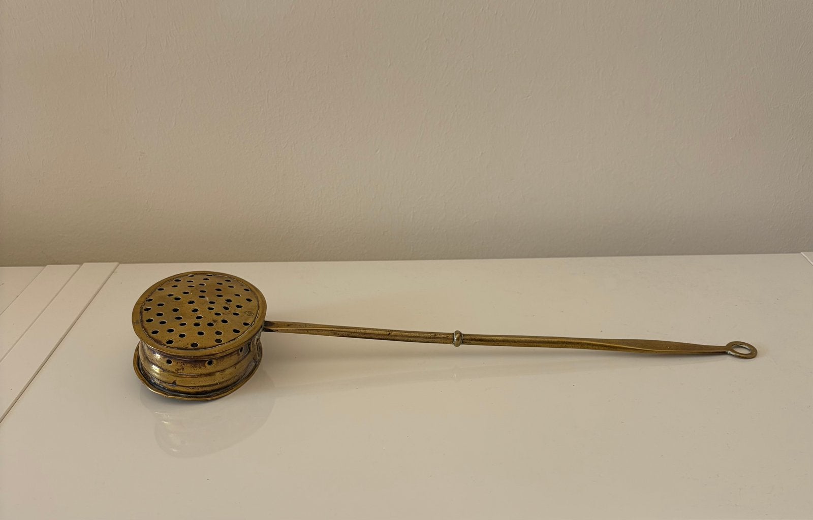 Antieke messing kastanje poffer. van rond 1900, Ophalen of Verzenden