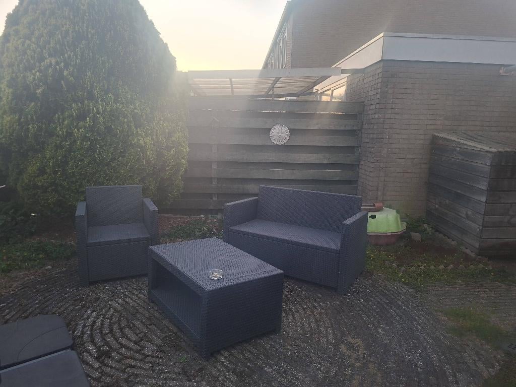 Tuinset wicker, bank, tafel, stoel, Tuin en Terras, Tuinsets en Loungesets, Ophalen, Gebruikt, 3 zitplaatsen, Bank