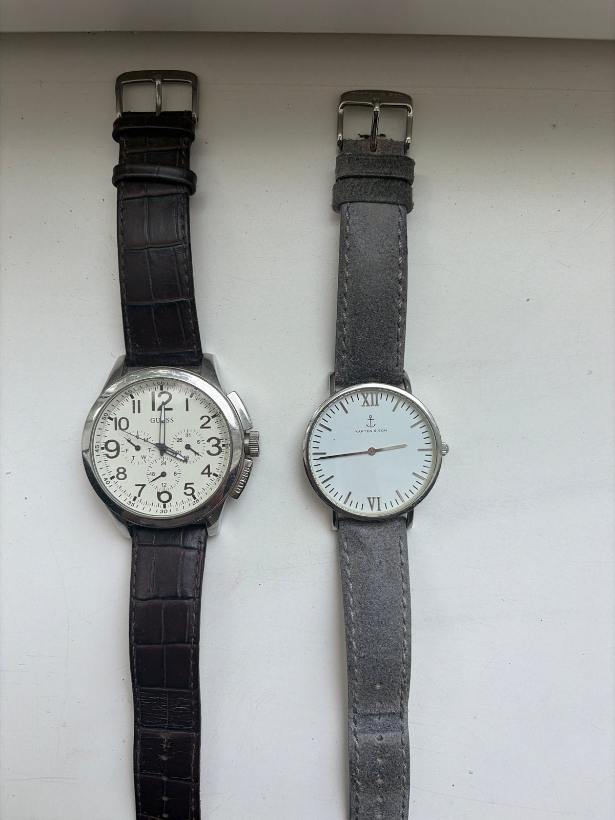 Set van 2 stijlvolle polshorloges: Guess en Kapten & Son, Overige merken, Staal, Polshorloge, Ophalen of Verzenden