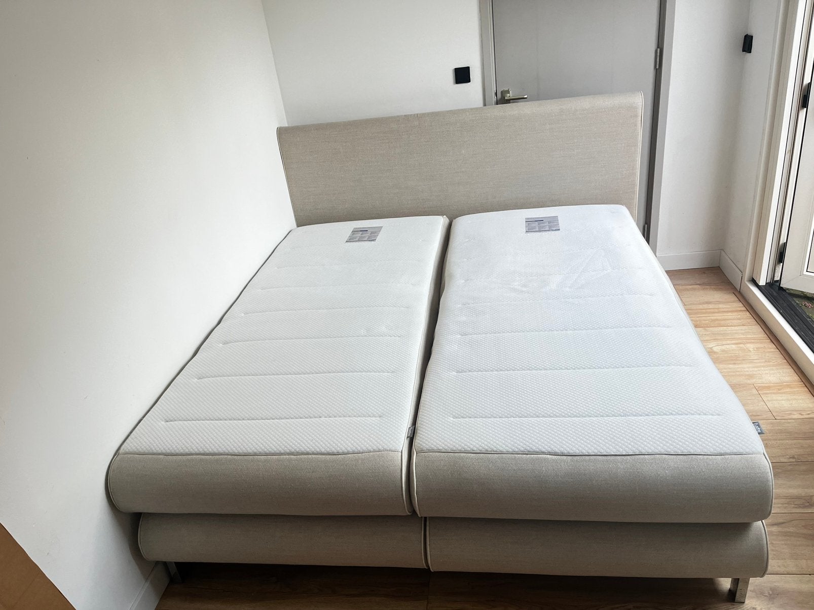 Auping original boxspring beige 180x200, Ophalen, Gebruikt, Beige, Tweepersoons