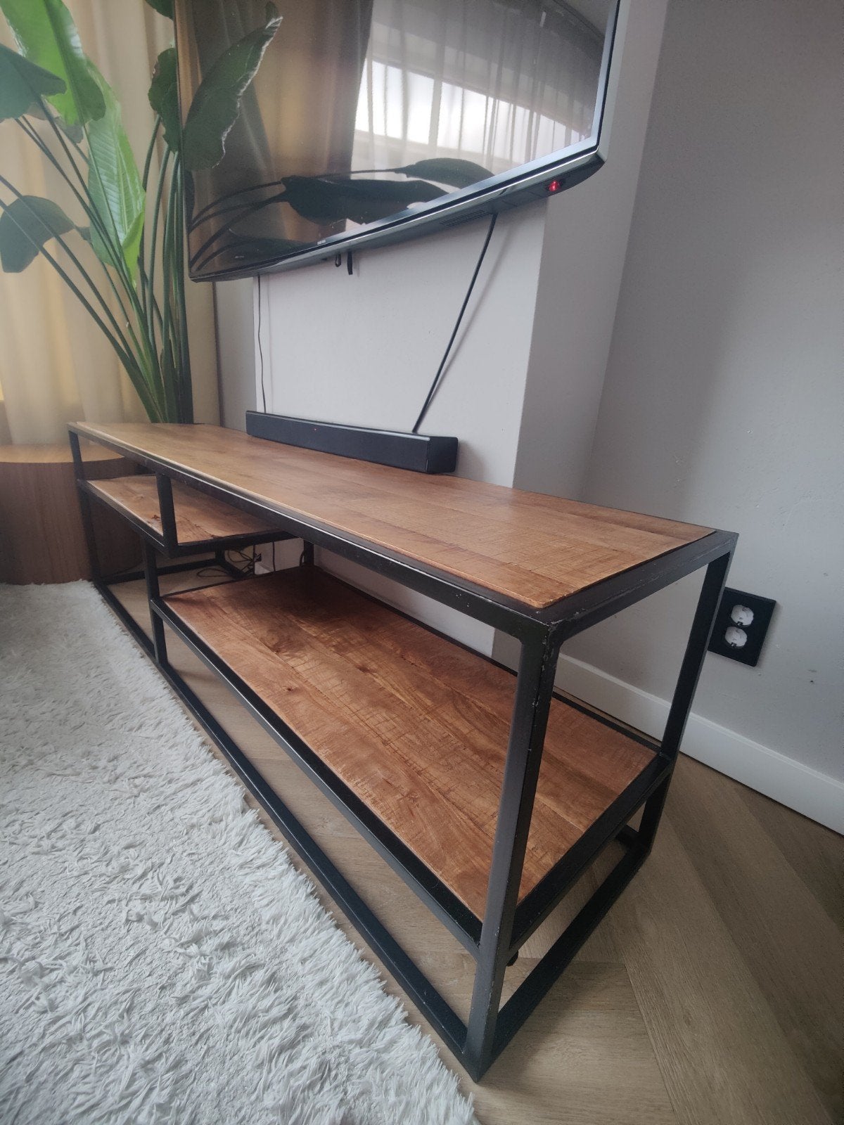 Stoere TV-kast met diverse compartimenten (160x40x50 cm), Overige houtsoorten, Gebruikt, 150 tot 200 cm, Ophalen of Verzenden
