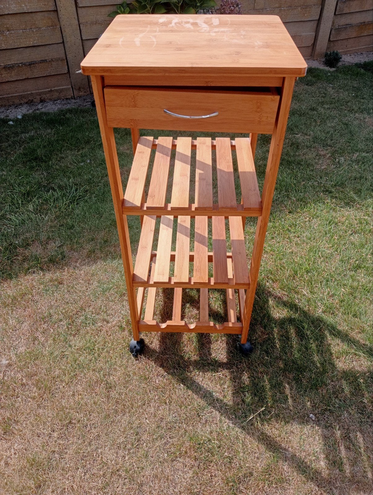 Bamboe keukentrolley met lade en planken, Ophalen, Gebruikt