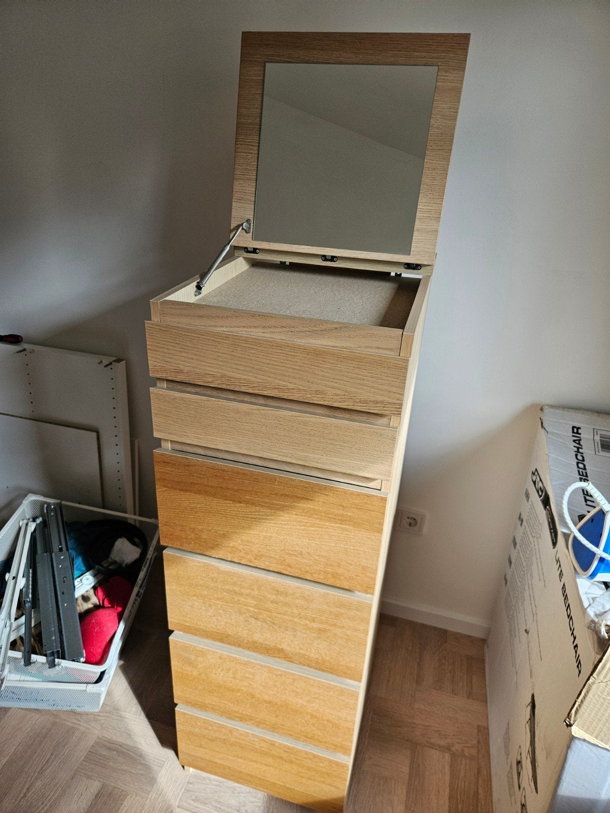 IKEA MALM ladekast met spiegel, Ophalen, Minder dan 50 cm, Gebruikt, 5 laden of meer