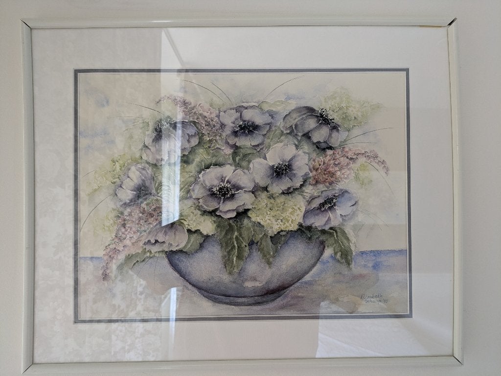 Aquarel bloemenvaas Elizabeth Schaap '93, Ophalen, Oorspronkelijke maker, Zo goed als nieuw, Schilderij