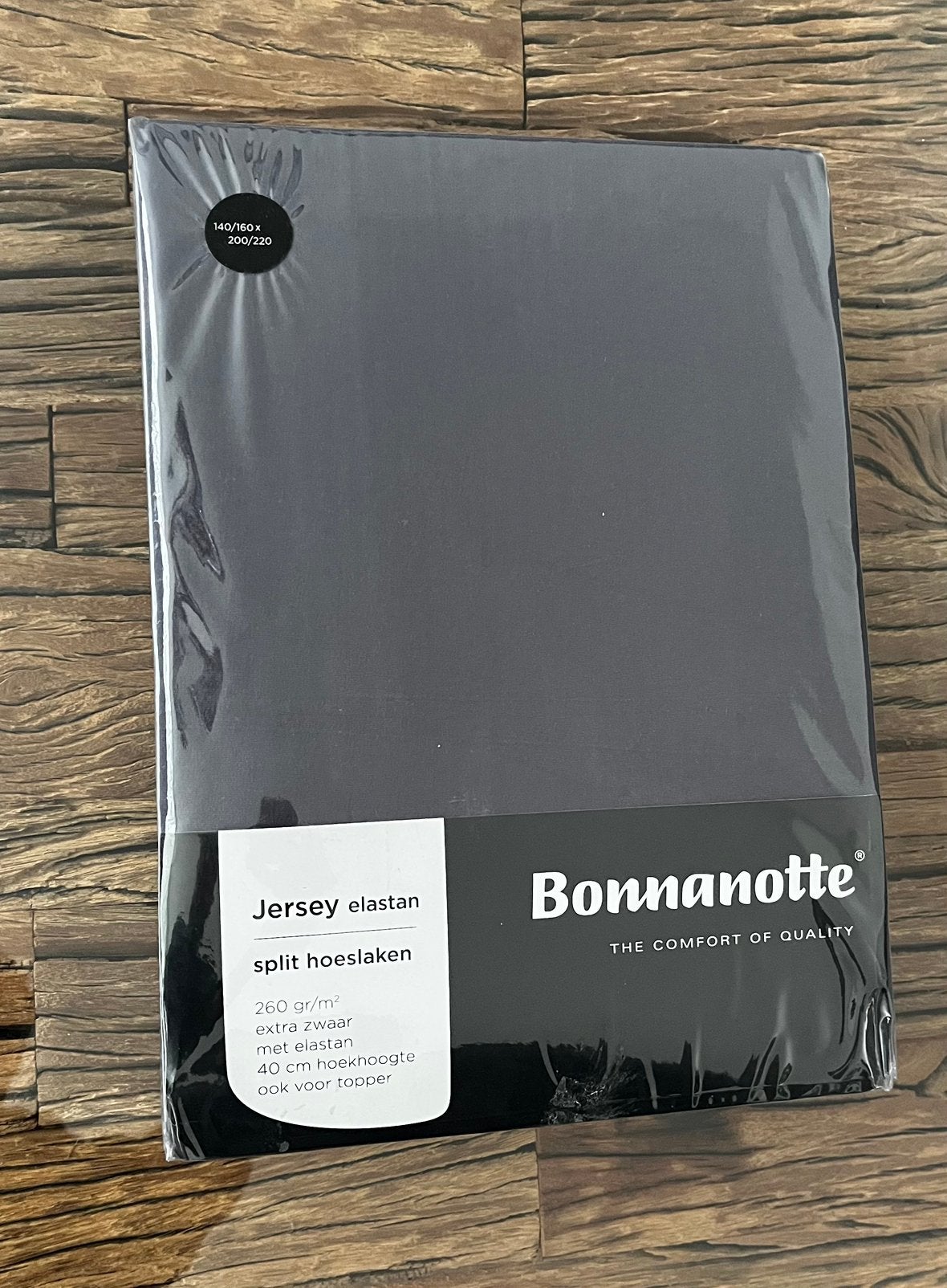 Bonnanotte Hoeslaken Split(topper) Jersey Elastan grijs, Hoeslaken of Sloop, Ophalen of Verzenden, Overige merken, Grijs