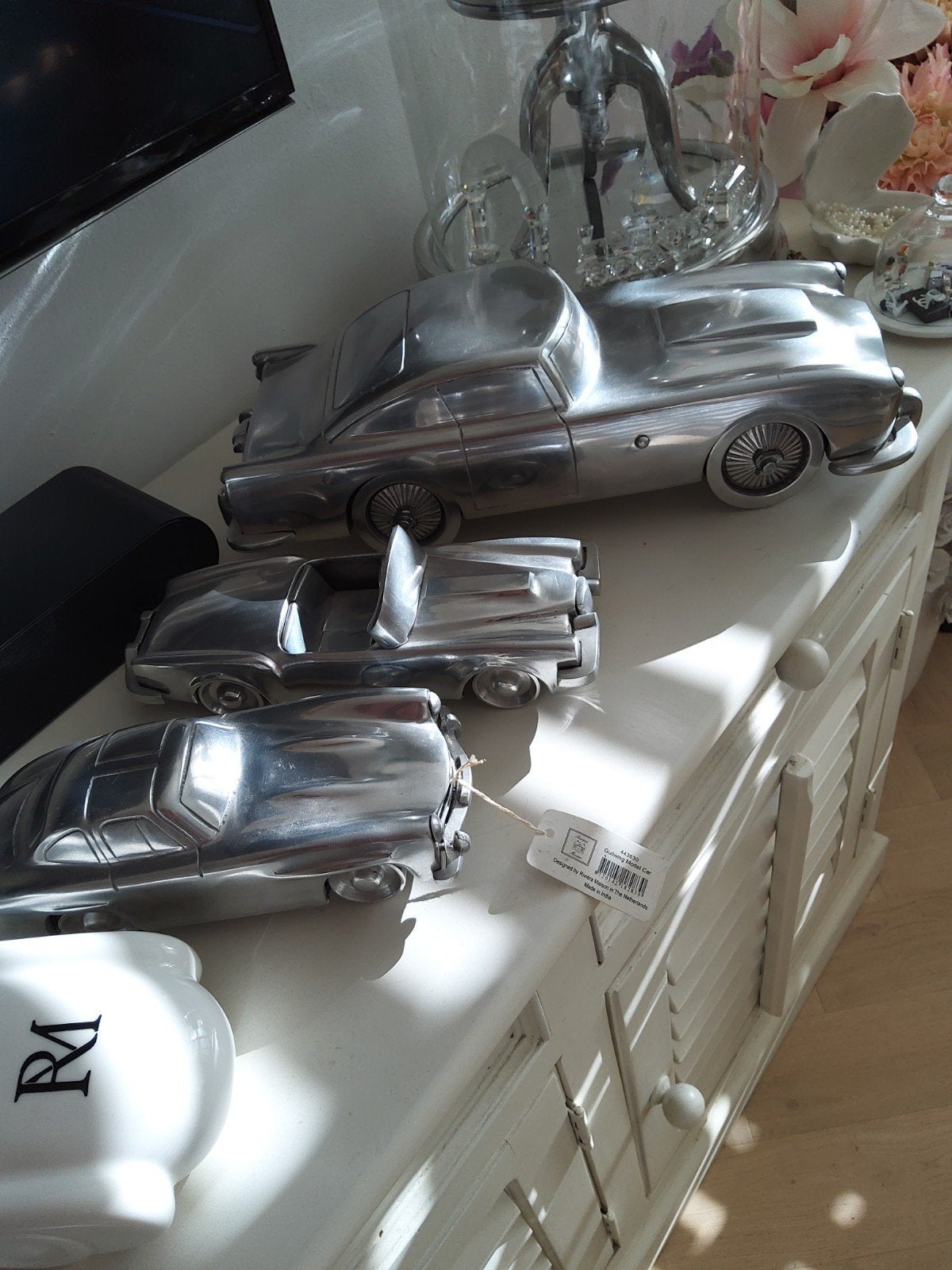 Riviera maison  model auto's alminium   zilverkleurig, Ophalen of Verzenden
