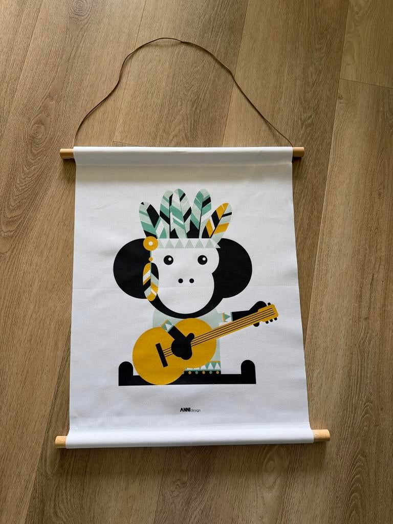 ANNIdesign Poster Aap met Gitaar - Kinderkamer Decoratie, Huis en Inrichting, Woonaccessoires | Schilderijen, Tekeningen en Foto's