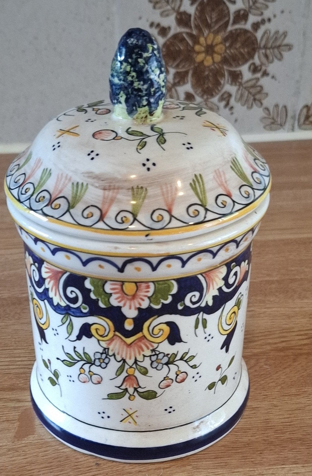 Vintage Franse Apothekerspot 'Décor Rouen' Handbeschilderd, Ophalen of Verzenden