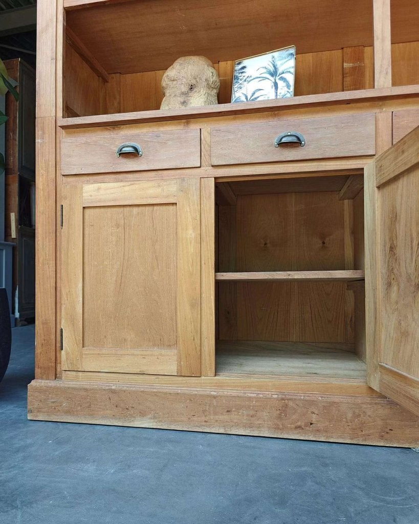 Teakhouten boekenkast | Wandkast | Voorraadkast teak #9870, Glas, Gebruikt, Met deur(en), -