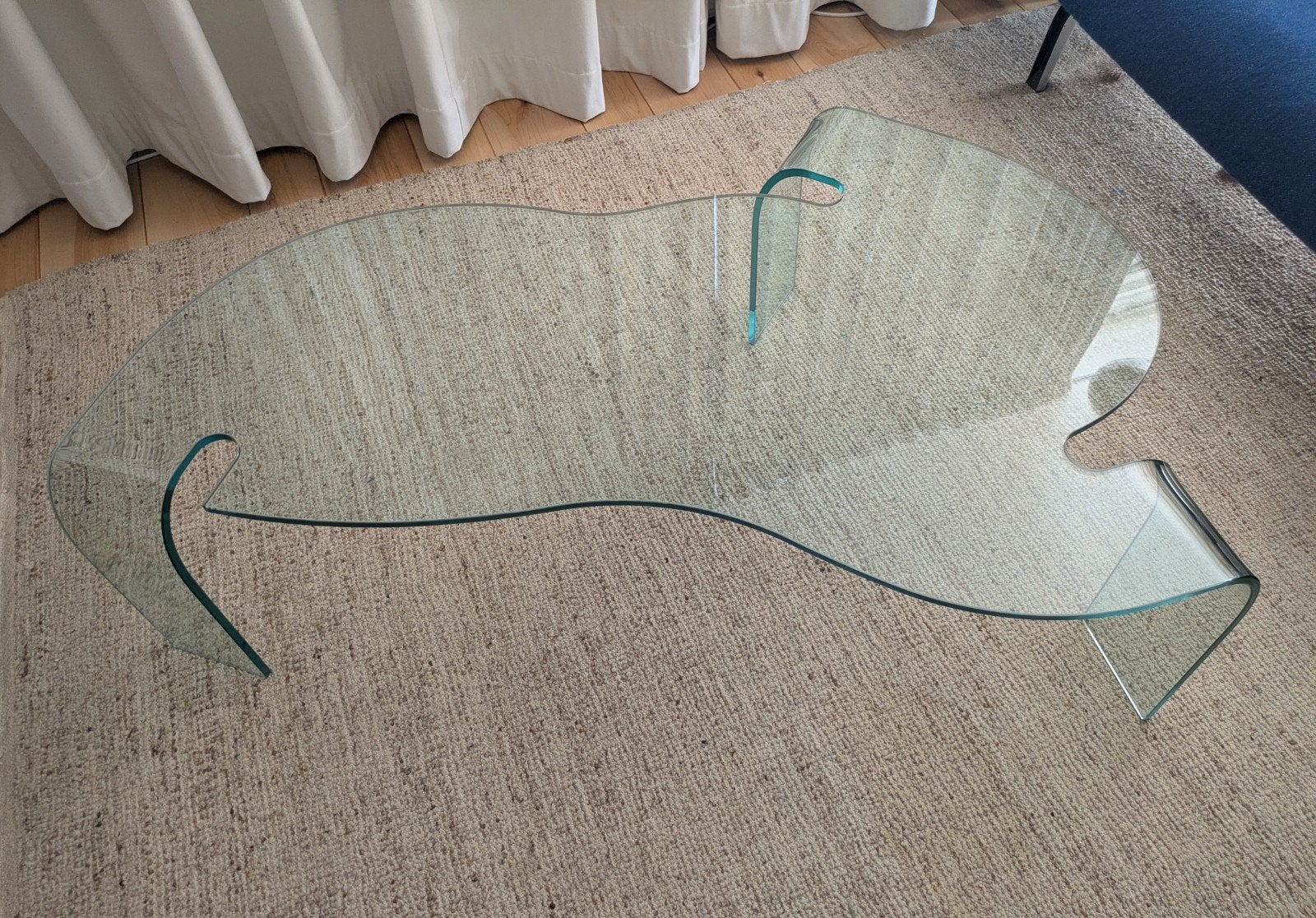 Fiam vintage glazen design salontafel Hans von Krier 1980's, Ophalen, Gebruikt, 100 tot 150 cm, 50 tot 100 cm