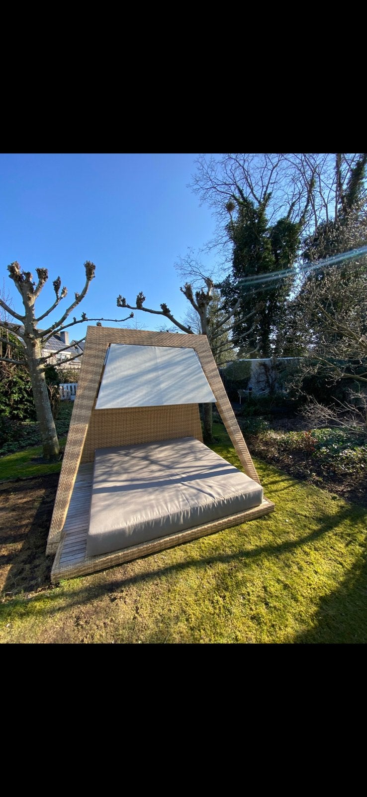 Luxe tweepersoons loungebed, Tuin en Terras, Ophalen, Zo goed als nieuw, Wicker