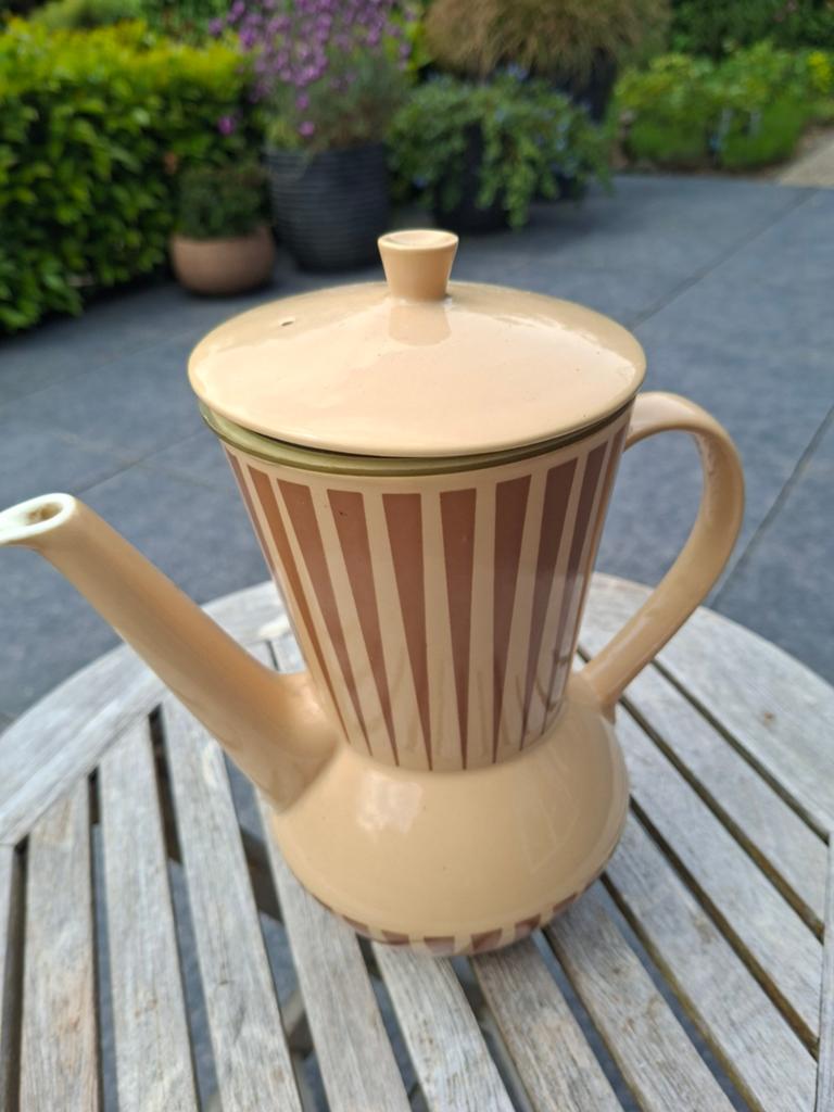 Vintage Douwe Egberts Koffiepot - Beige/Bruin, Gebruikt, Overige modellen, Gemalen koffie, Ophalen of Verzenden
