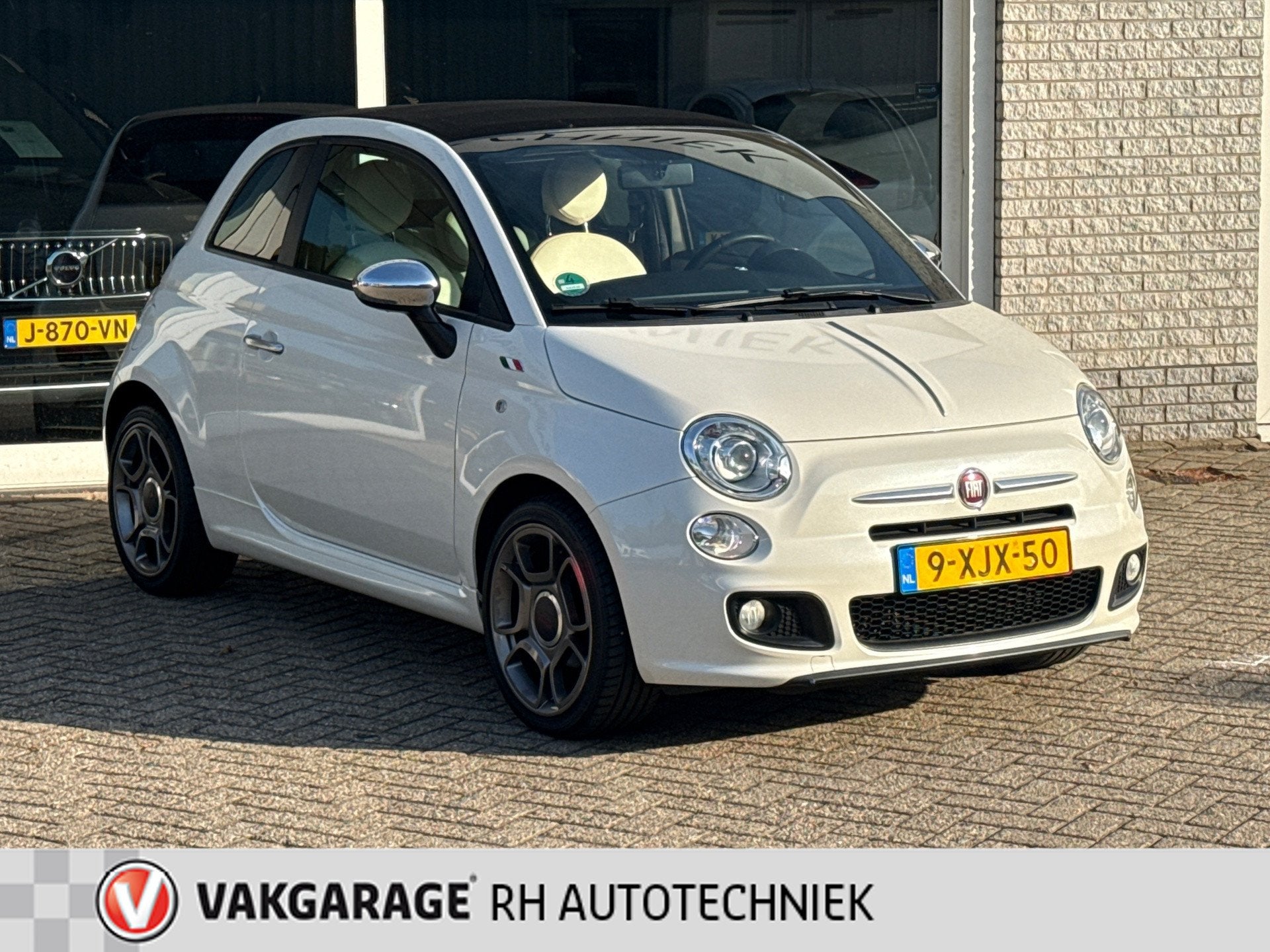 Fiat 500 C 0.9 TwinAir Turbo 500S Savali tuned Org Nl, NAP, Auto's, Fiat, Gebruikt, Cabriolet, Leder en Stof, Wit