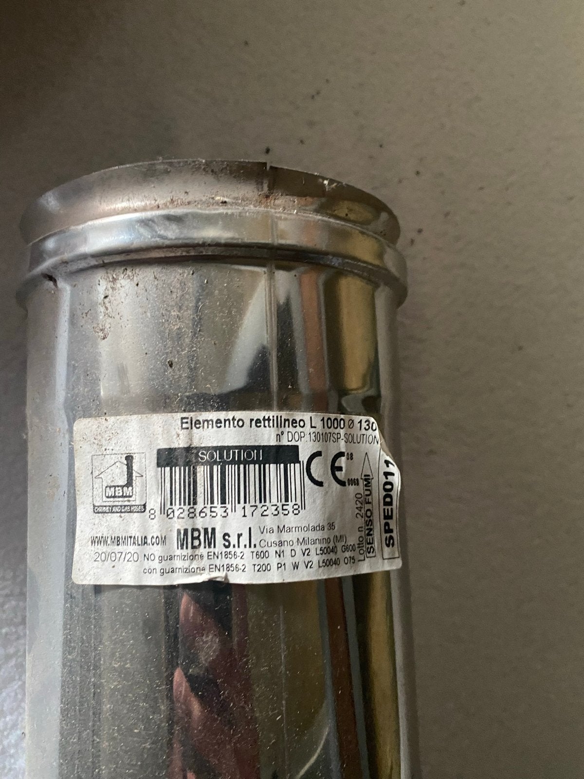 RVS Kachelpijp MBM s.r.l. Elemento rettilineo, Verzenden, Nieuw, Overige brandstoffen, Overige soorten