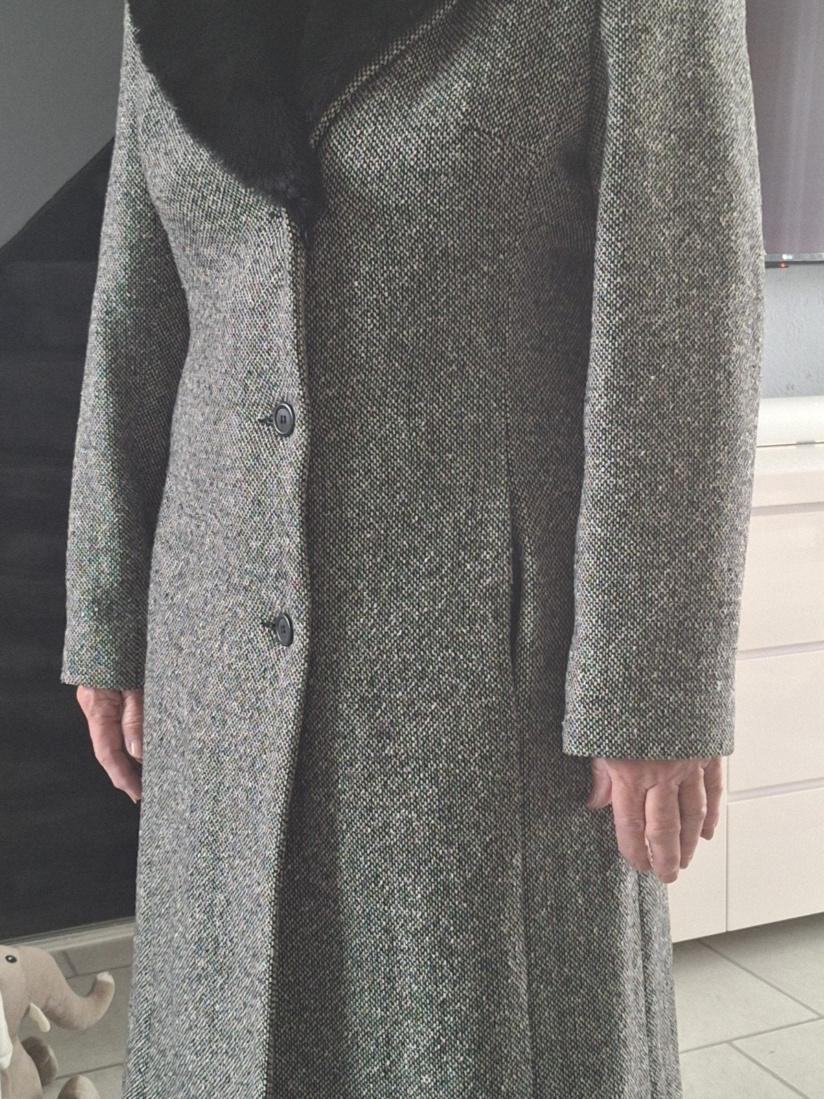 te koop mooie lange dames winterjas van tweet grijs  42, Ophalen of Verzenden, Zo goed als nieuw, Maat 42/44 (L), Grijs