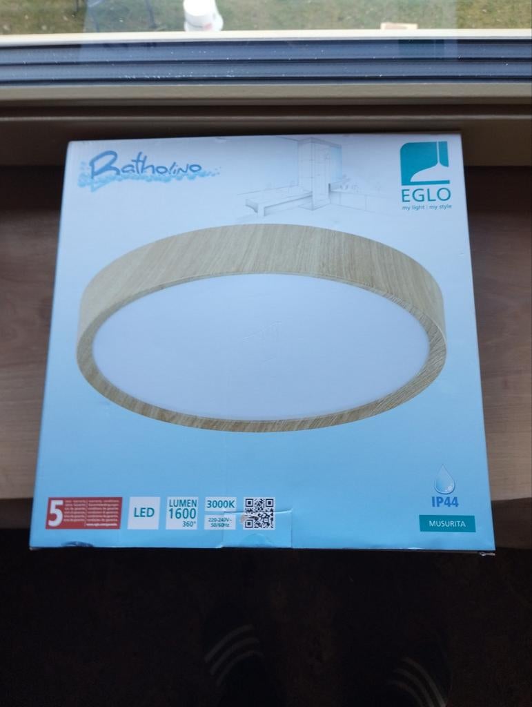 Nieuwe EGLO Batholino LED badkamerlamp (IP44), Ophalen of Verzenden, Nieuw, Modern, Houtlook