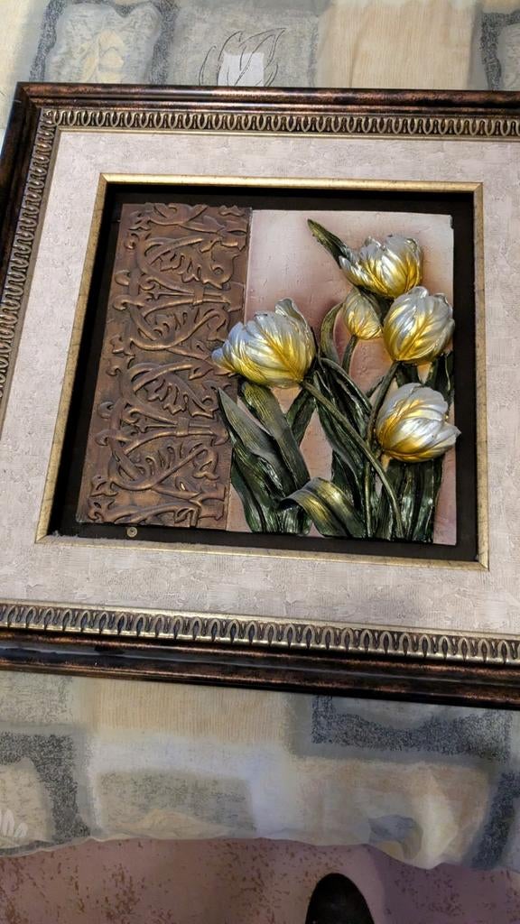 Mooie relief bloemen 70/70, Antiek en Kunst, Ophalen of Verzenden