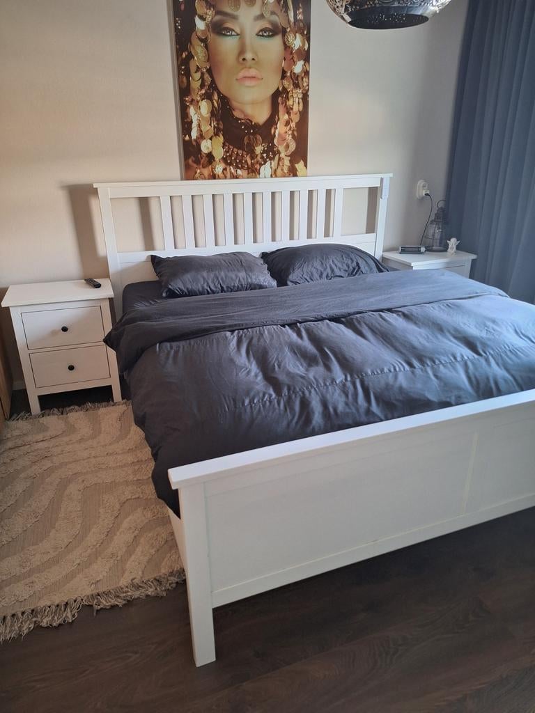 Ikea bed met 2 nachtkastjes - zonder matras, Huis en Inrichting, Slaapkamer | Bedden, Ophalen, Gebruikt, Wit, Tweepersoons