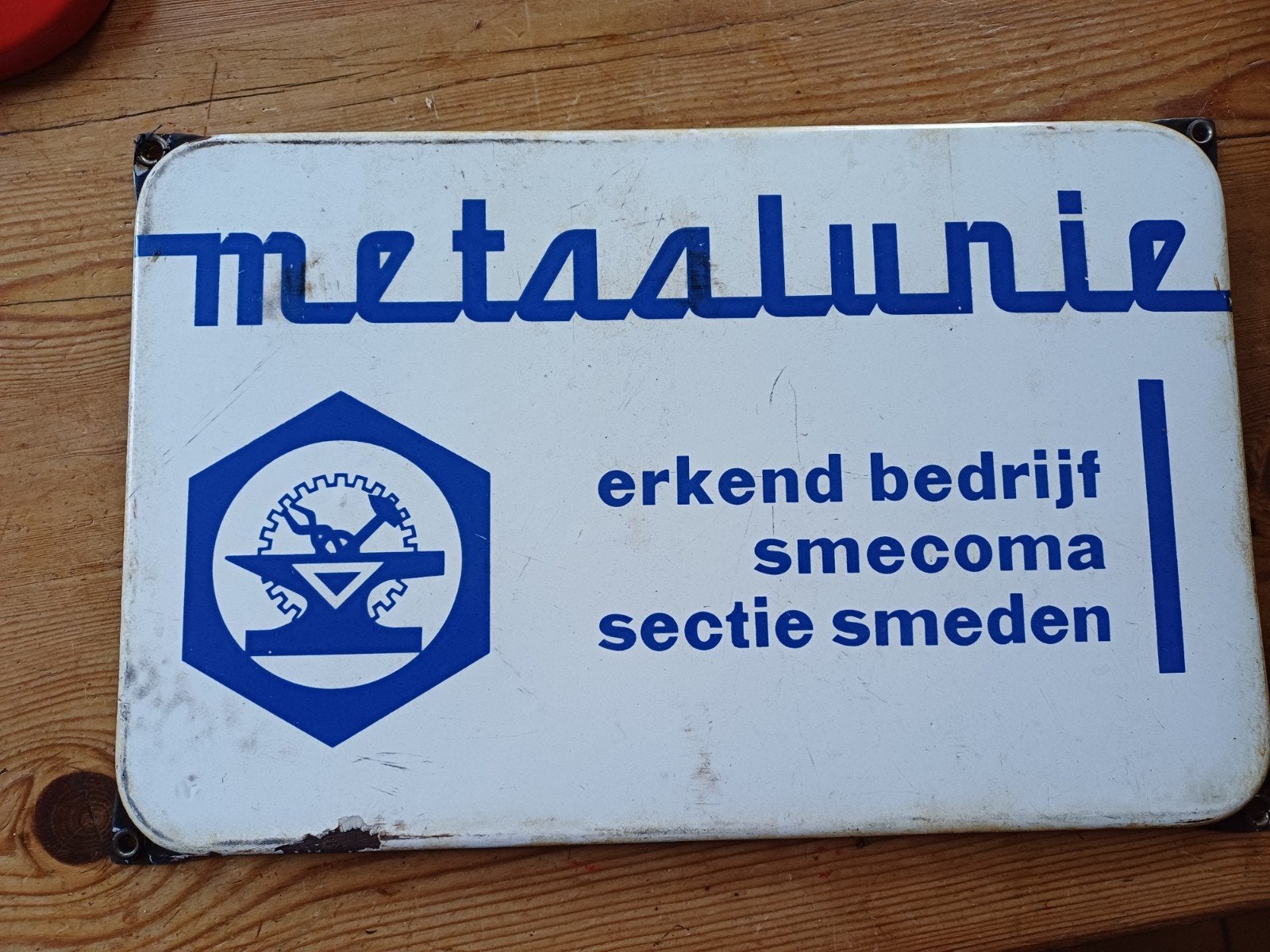 emaille bord METAALUNIE, Ophalen of Verzenden