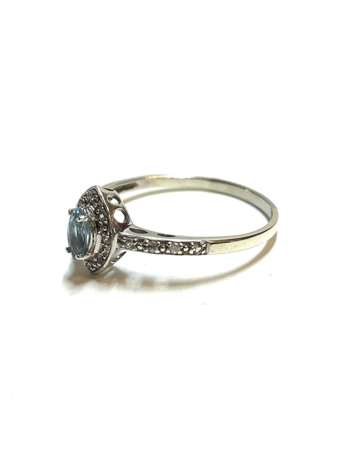 9k gouden ring met een topaas en zirkonia, -, 19 tot 20, -, Ophalen of Verzenden