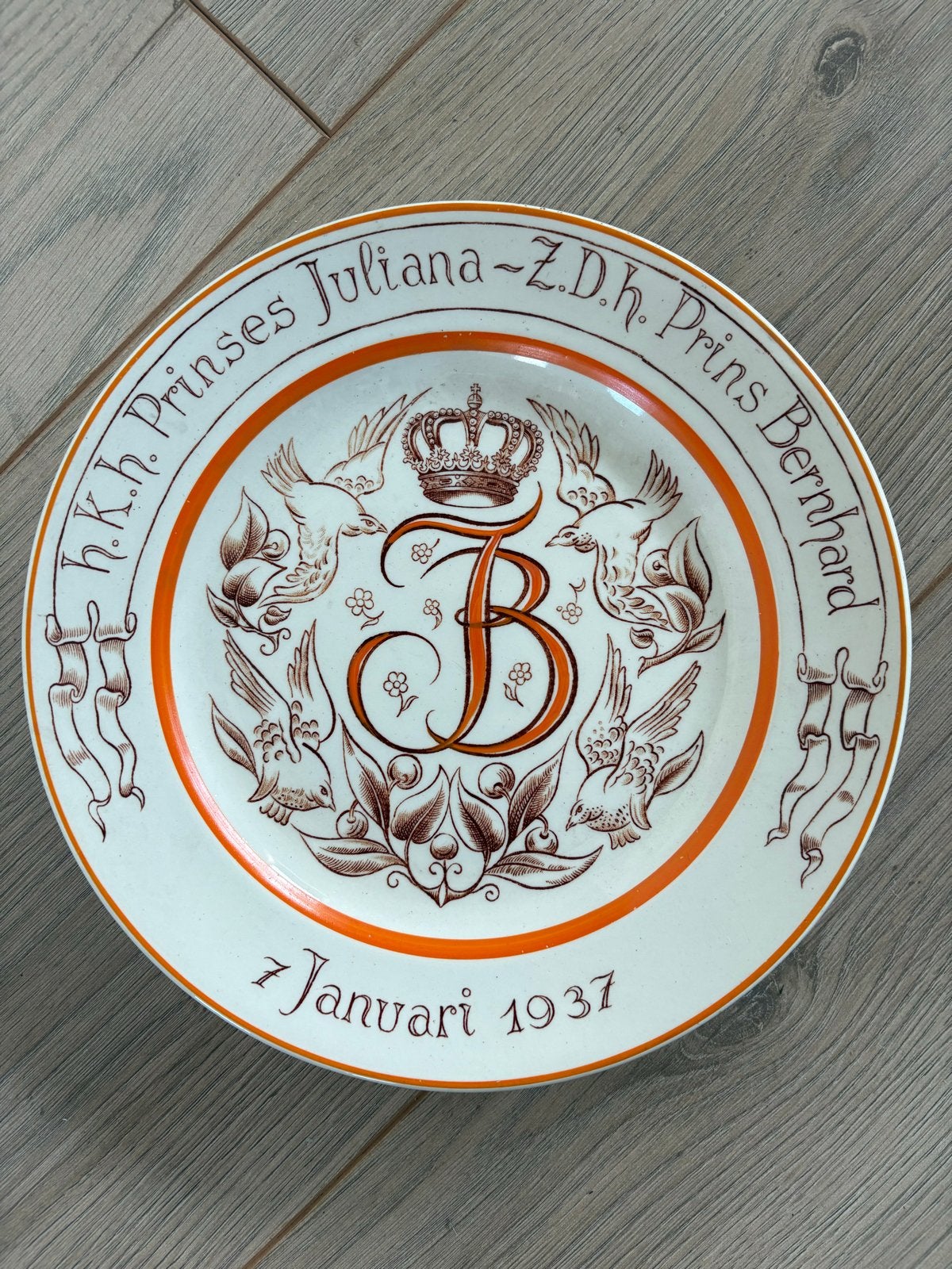 Huwelijksbord Prinses Juliana & Prins Bernhard 1937, Ophalen of Verzenden
