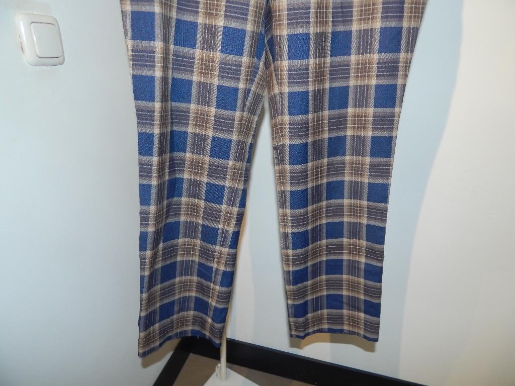 Suistudio smaakvolle broek kobalt ruiten motief dun wol 38, Kleding | Dames, Broeken en Pantalons, Maat 38/40 (M), Zo goed als nieuw