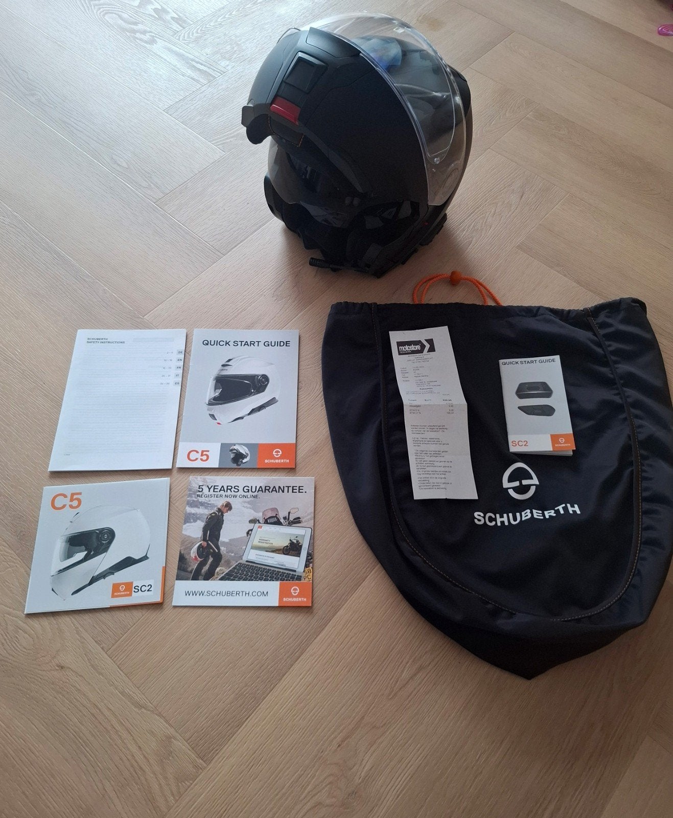 Helm Schuberth C5 met SC2 (Sena) communicatie systeem, Motoren, Overige merken, Systeemhelm, Dames, Ophalen of Verzenden