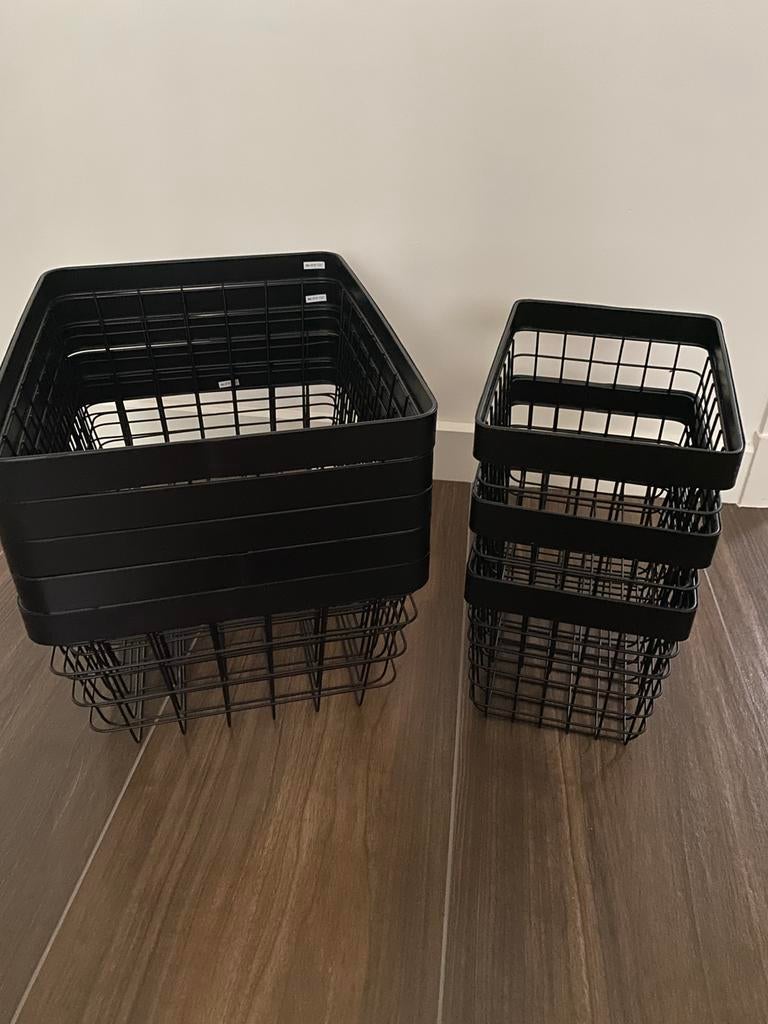 Set van 7 grote en 3 kleine metalen manden van Hema, Ophalen, Zo goed als nieuw, Rond, Overige materialen