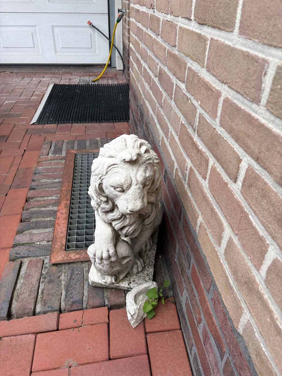 2 x Stenen leeuw beeld - Tuindecoratie, Ophalen, Gebruikt, Steen, Dierenbeeld