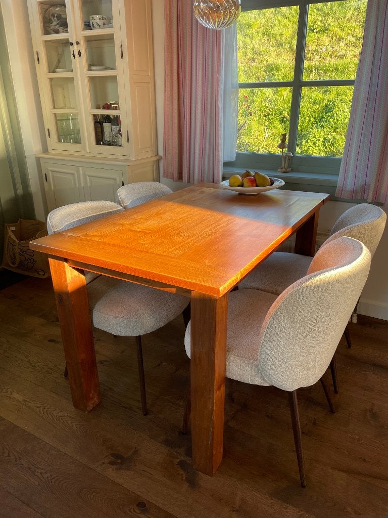 Teakhouten eettafel, Ophalen, Gebruikt, 100 tot 150 cm, Koloniaal