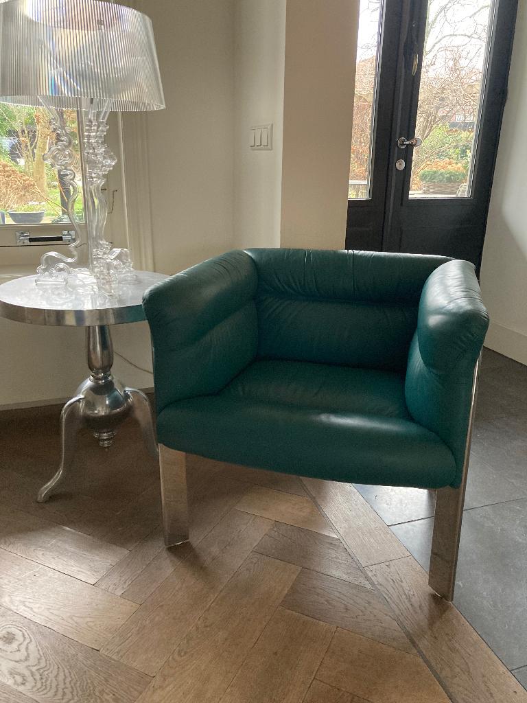 Poltrona Frau design Armchair Interlude leer by Marco Zanuso, Ophalen, Gebruikt, Minder dan 75 cm, Design