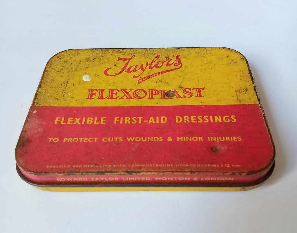 taylors flexoplast - ehbo- verband/pleisters blik, Verzamelen, Blikken, Ophalen of Verzenden, Overige