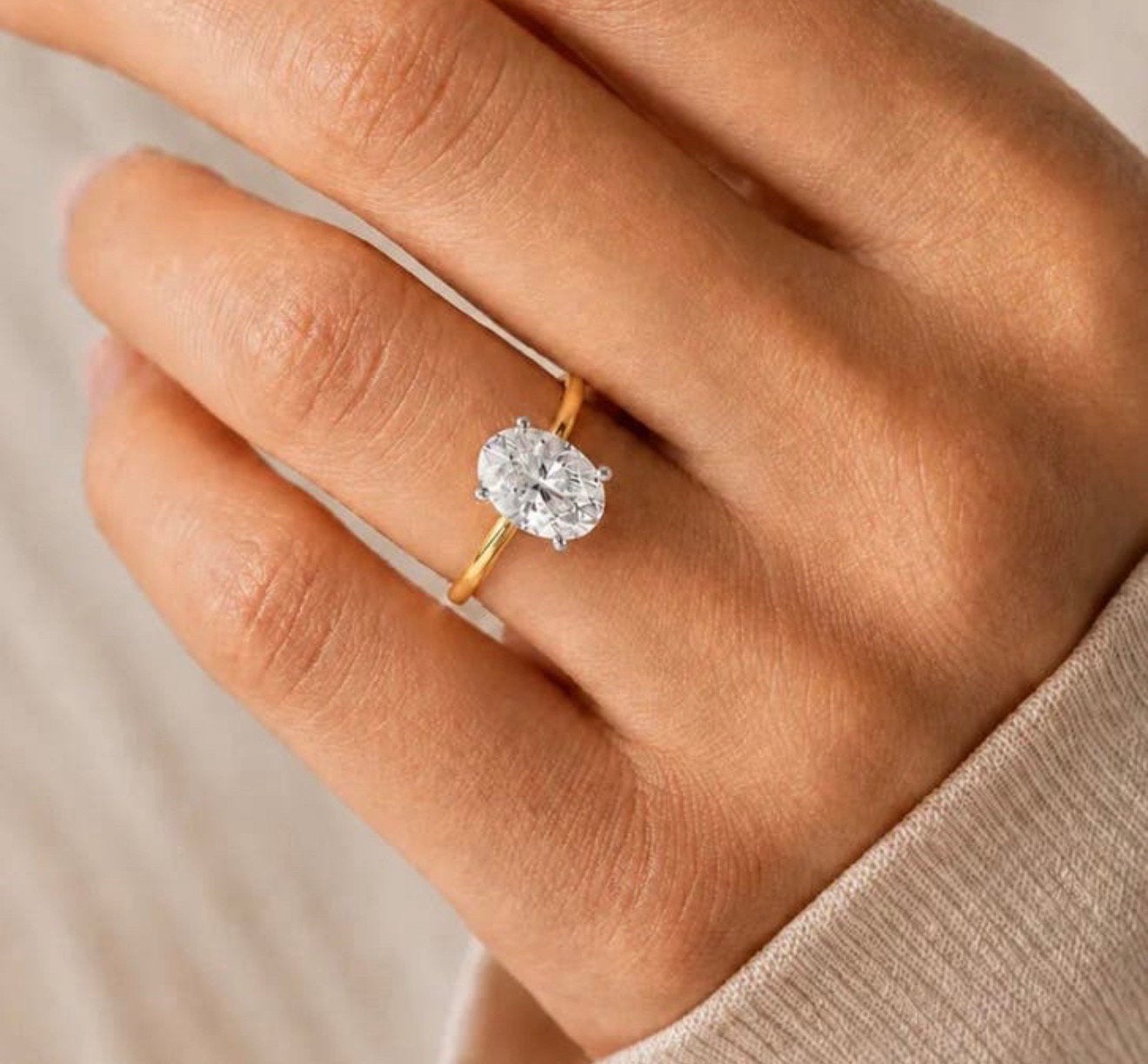 Gouden ring met ovale diamant van 3.07ct met certificaat!, Nieuw, Ophalen of Verzenden, 17 tot 18, Met edelsteen