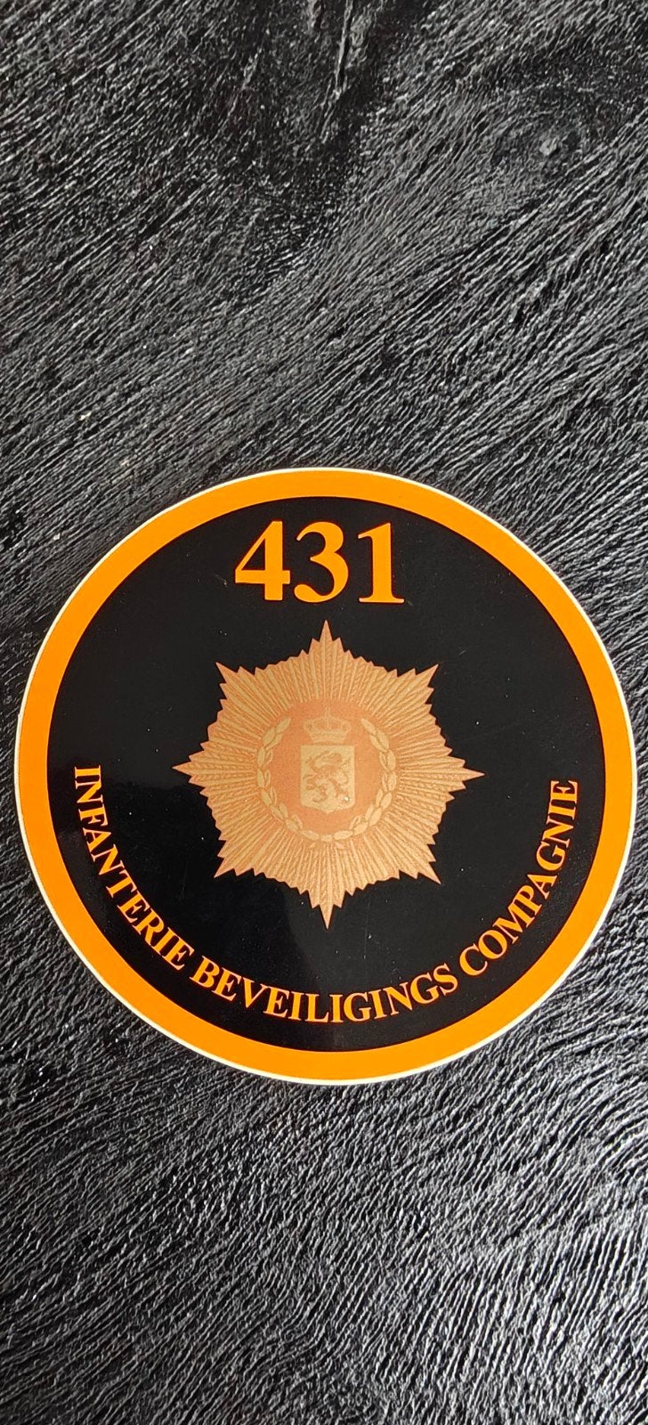 sticker 431 infanterie beveiligings compagnie Van Heutz, Ophalen of Verzenden, Landmacht, Nederland, Embleem of Badge