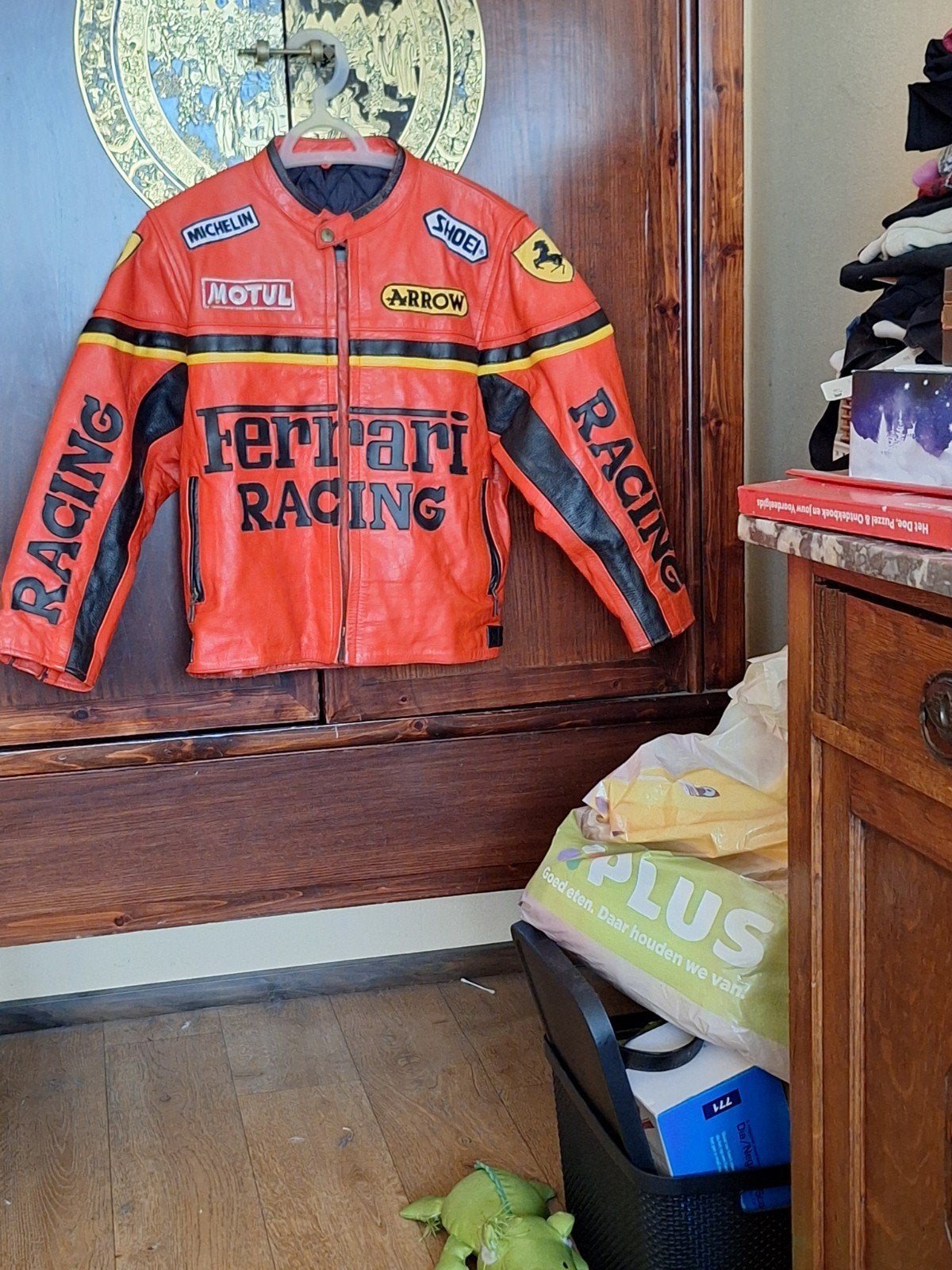 Vintage Ferrari Racing Leren Jas - Uniek Item!, Ophalen of Verzenden