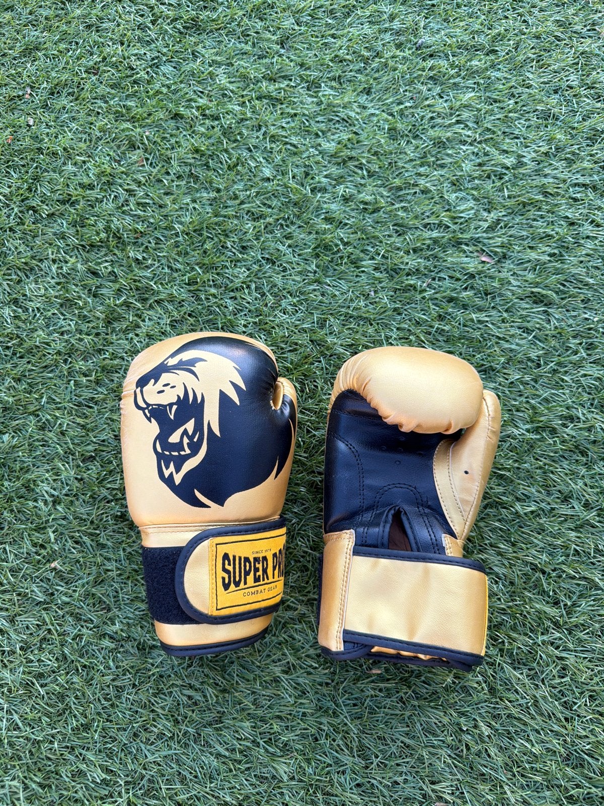 Super Pro Combat Gear bokshandschoenen goud/zwart, Sport en Fitness, Boksen, Ophalen, Zo goed als nieuw, Bokshandschoenen