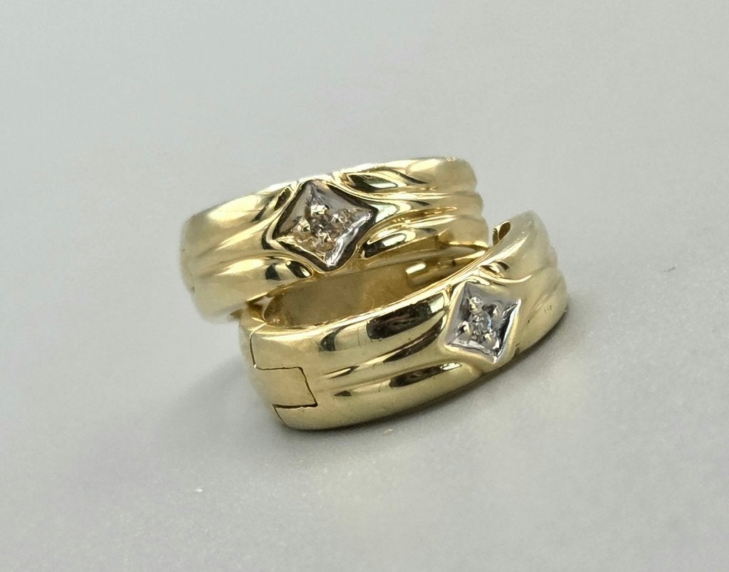 Vintage gouden klapcreolen met diamanten. 2025/602, Sieraden, Tassen en Uiterlijk, Hangers, ., Ophalen of Verzenden, Zo goed als nieuw