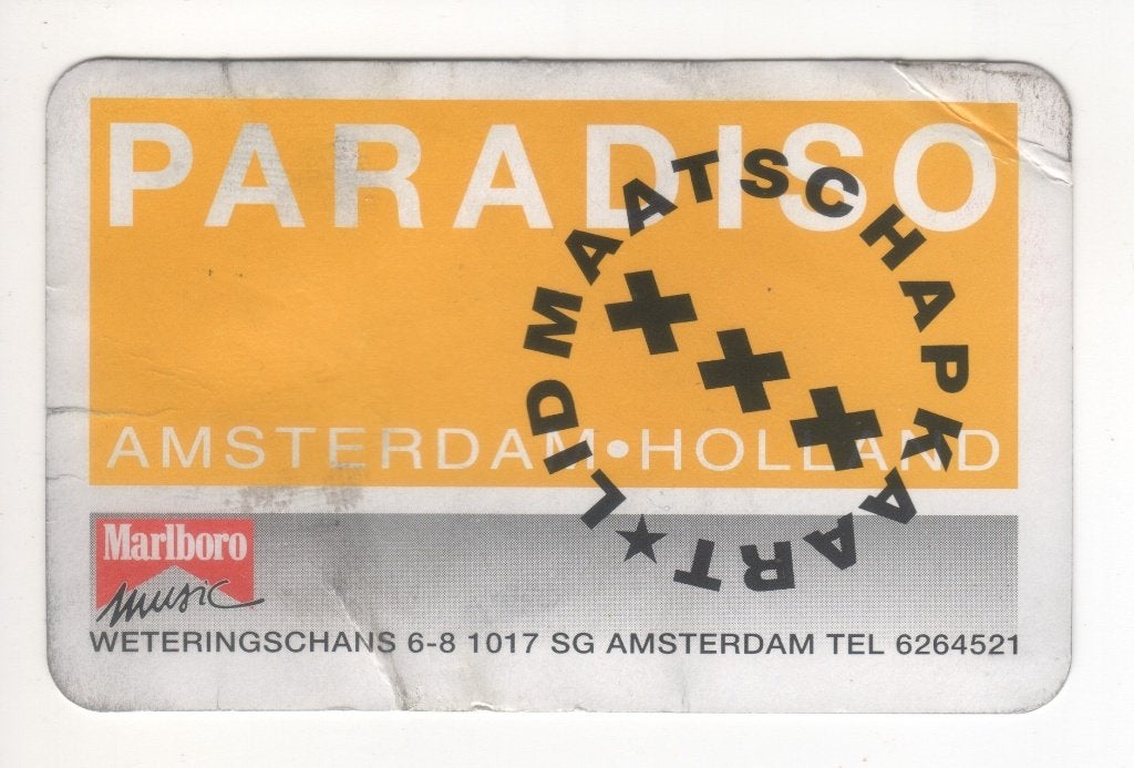 lidmaatschapskaart Paradiso 13 november 1997 (TK 38), Ophalen of Verzenden