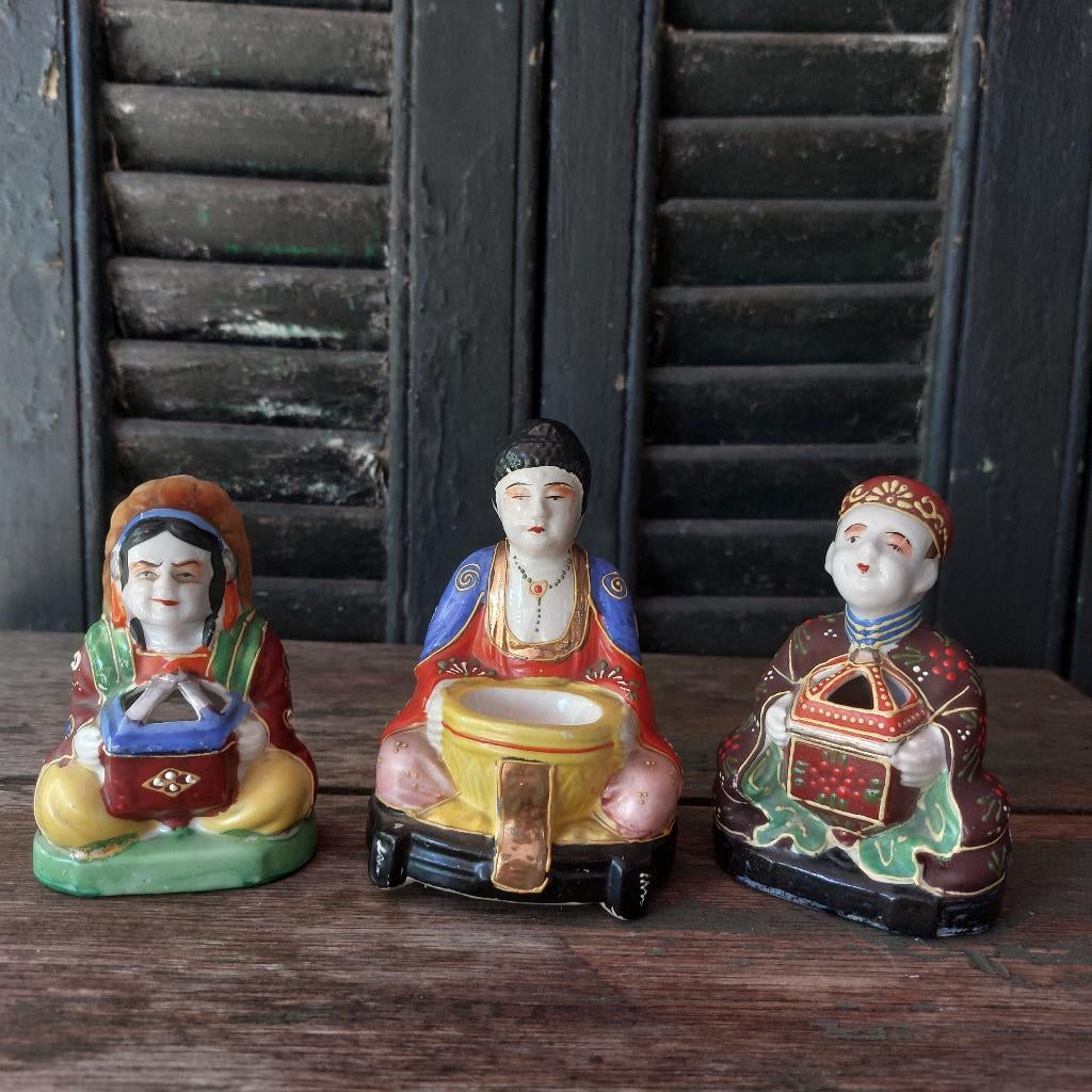 Mooie set van 3 vintage Satsuma wierrook branders porselein, Ophalen of Verzenden