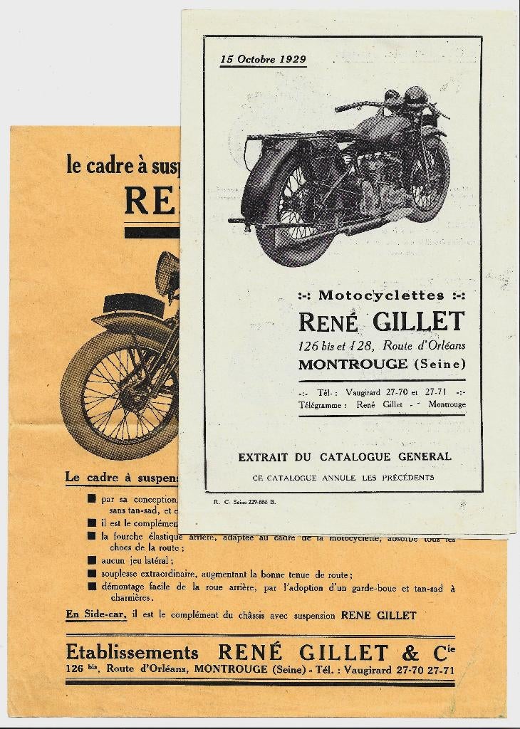René Gillet moto motor 1929 / 1930 folder (1621z), Verzenden, Honda