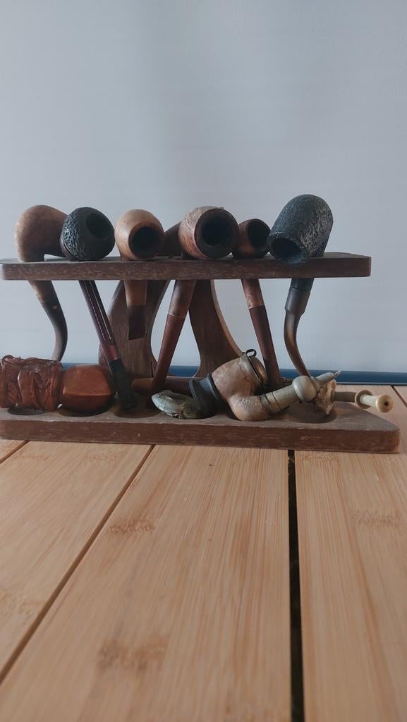 Vintage Pijpenrek met Diverse Pijpen, Verzamelen, Ophalen, Gebruikt, (Water)pijp
